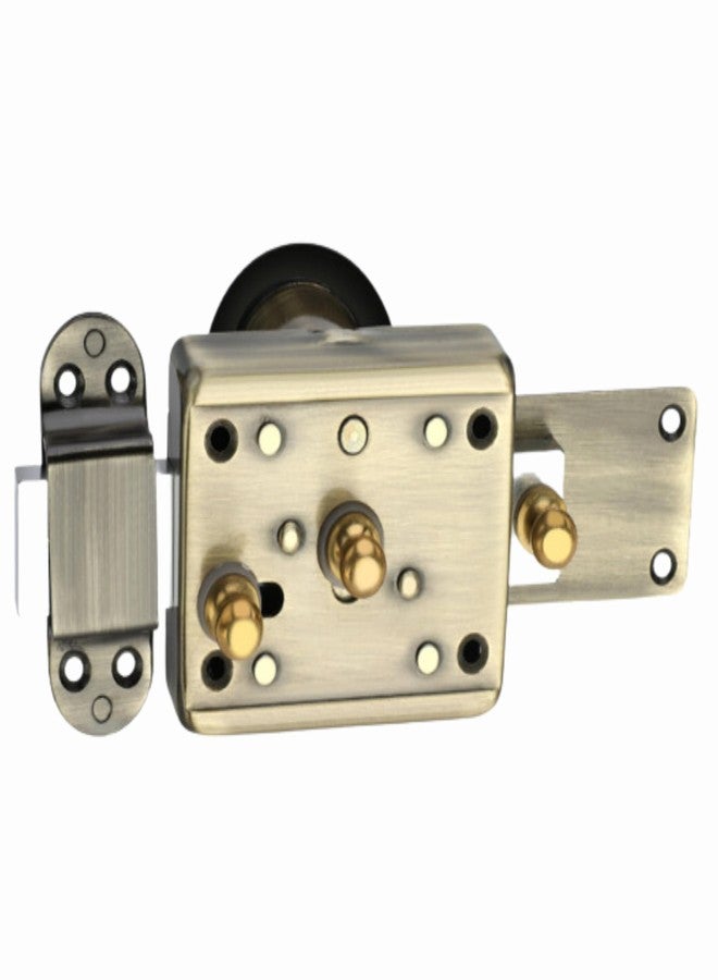 إكسبرت قفل إكسبرت إنترلوك العتيق ثلاثي الدورات للباب الرئيسي - 4 مفاتيح نحاسية فائقة النقوش، قفل باب مفرد ومزدوج مناسب للأبواب الخارجية، بالإضافة إلى أسطوانة دبوس، وقفل مدخل، وقفل مصراع، وقفل بوابة - Image 1